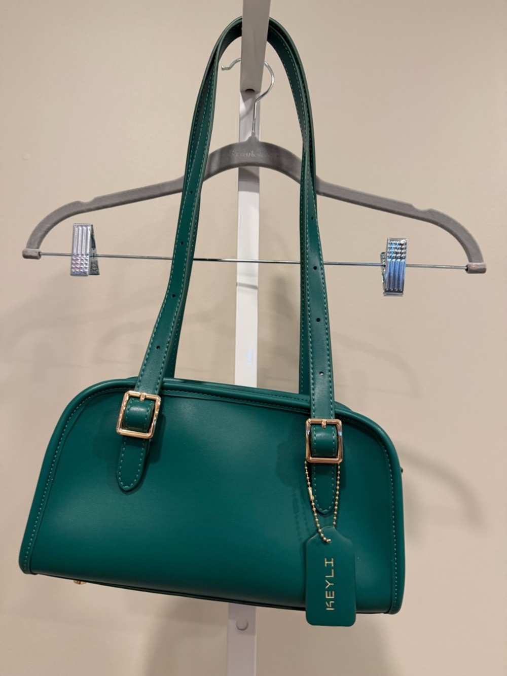 Teal Shoulder Bag with Gold Hardware - Picture 2 of 5